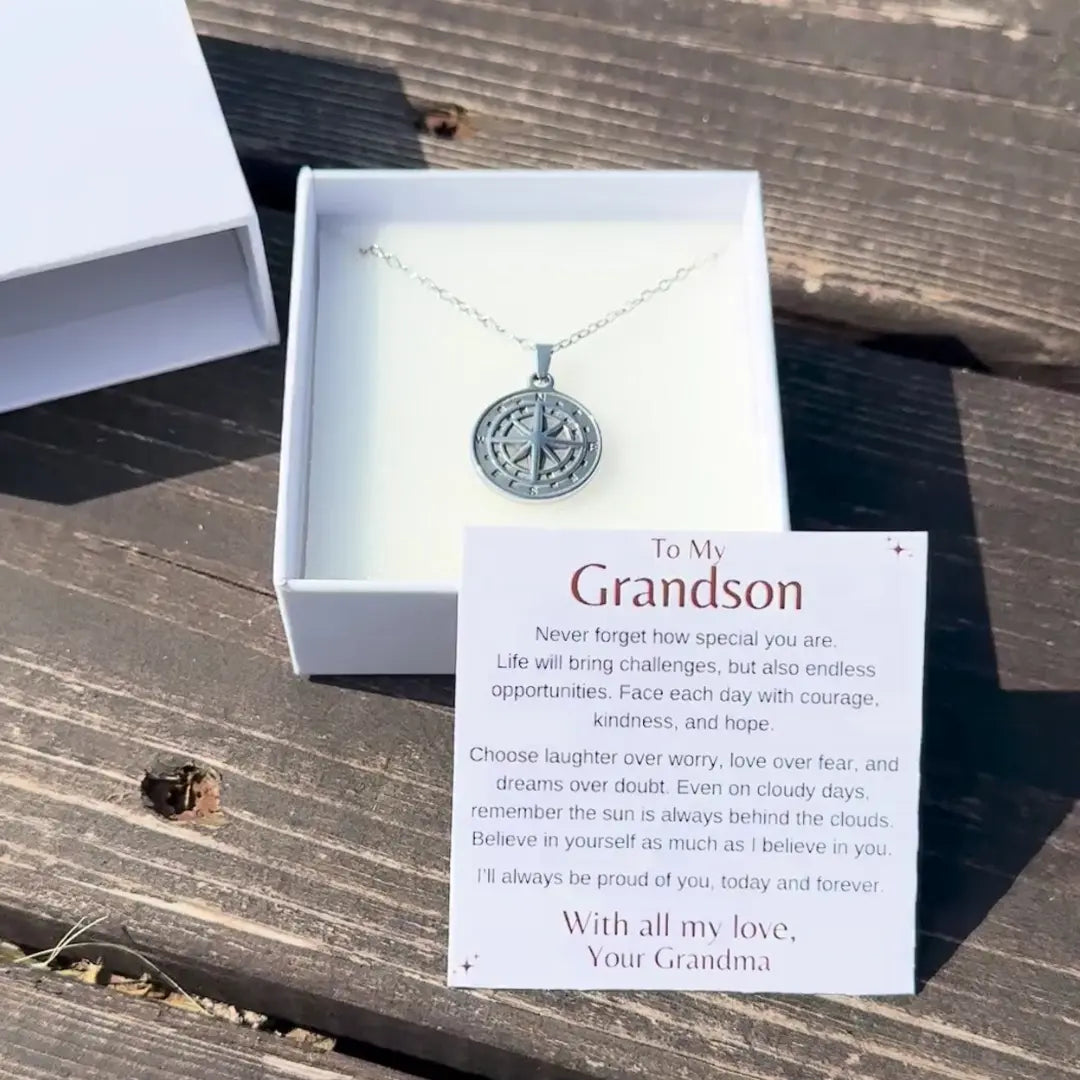 To My Grandson - Compass Necklace