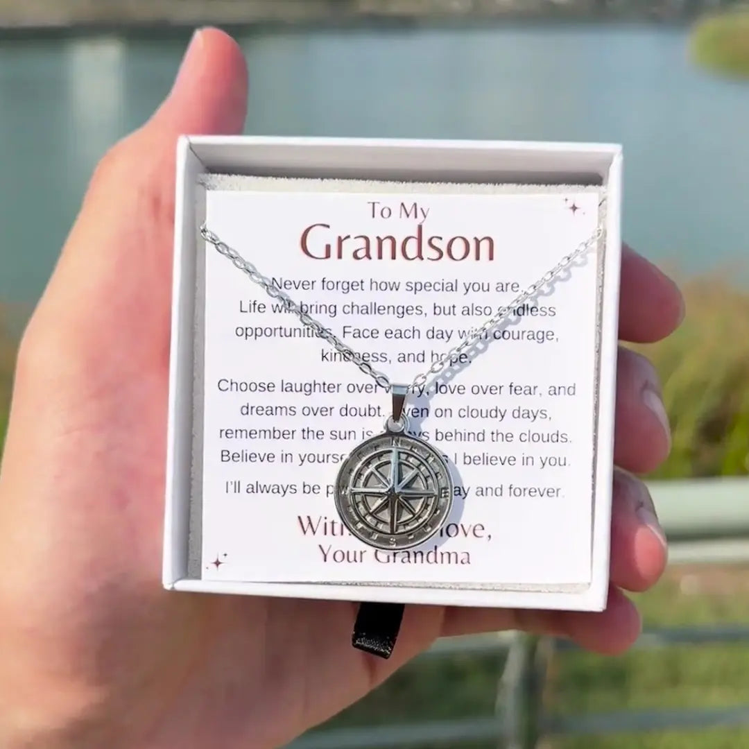 To My Grandson - Compass Necklace