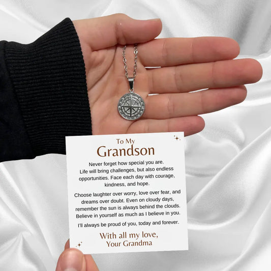 To My Grandson - Compass Necklace